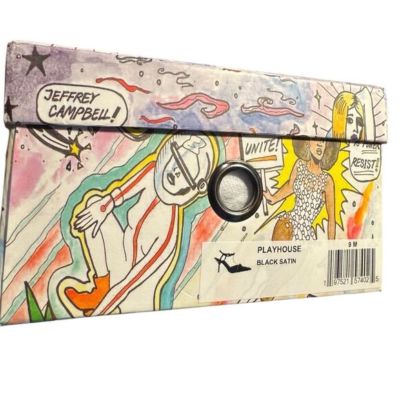 Jeffrey Campbell Playhouse Pointed Toe Satin Black Pumps Size 9M - Picture 6 of 7